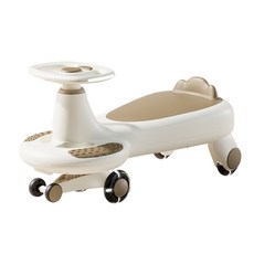 兒童扭扭車 帶音樂燈光 靜音防側翻, 咖色標配版, 1個