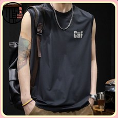 冰絲潮牌T恤背心男冰感坎肩男士無袖運動健身籃球大碼夏季25新款