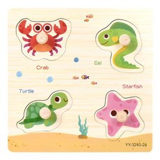 오즈토이 판 꼭지퍼즐 바다생물 C, 1개, 4피스