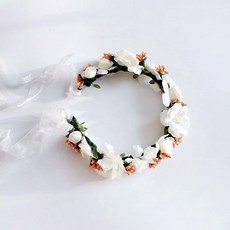 스몰 꽃화관 조화 웨딩촬영준비물 셀프웨딩 헤어장식, 상세페이지 참조, 상세페이지 참조