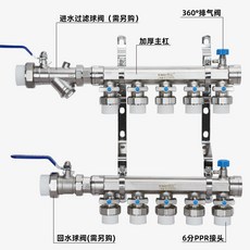 下殺價 1寸X25PPR頭6分PPR熱熔管分水器 明仕全銅大流量25PPR管地暖分水器, 1個, 1寸X6分（25）PPR分水器,2路全銅加厚（1寸X25PPR管）
