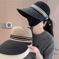 자외선차단 니트 보닛햇 여름모자 여성모자, 블랙, 1개