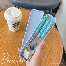 不銹鋼 兒童 餐具套裝 湯匙 叉子 便攜 可愛, 1個, 奧特曼【勺子+叉子】免費送盒