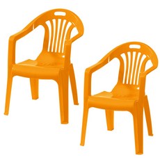 플라스틱의자 팔걸이의자 행사 편의점 포장마차 간이용 보조 2개, 옐로우