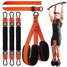 LEEKEY 저항 밴드 손잡이가 있는 운동 풀업 보조 밴드 - 도어 앵커가 세트 운동용 남성 및 여성용 피트니스 트레이닝 홈 146492 7216897041, 75LBS-ORANGE Leekey 146492 72