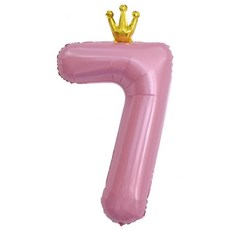 이벤트홀릭 초대형 왕관 숫자은박풍선, 핑크 7