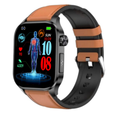 액션맨 글루코워치 ET 건강데이터 스마트워치, 블루투스, 5.13cm, 블랙실리콘+브라운레더