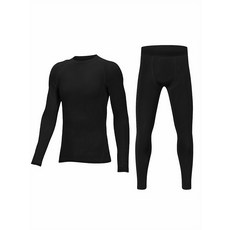 HOPLYNN 아동용 보온 속옷 세트 양면 양털 기능성 스키 소년 소녀, 14-15y, BLACK