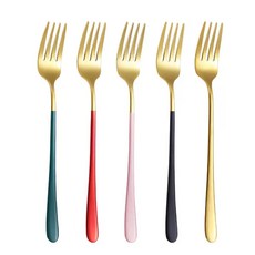 韓式304不鏽鋼長柄餐叉5支入，餐具叉子，安全耐用，長柄設計，簡約風格，易清洗, 隨機出貨, 1個