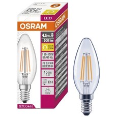 歐司朗 LED E14 4.5W 復古燈絲燈泡 尖清 可調光 實體門市保固2年, 暖 white 燈泡色, 1個