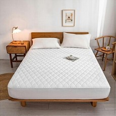 일본 직배송 AYO Fitted Sheet with Integrated Pad 매트리스 패드 커버 털이 빠지지 않는 침대 시트 다층 구조, 1)white
