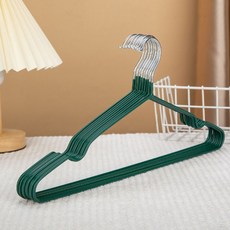 철제 컬러 논슬립 옷걸이 10세트 고무코팅 어깨뿔 방지 미끄럼방지 헹거 옷장정리 10P, 딥그린10P, 10개