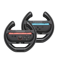 Transnovo Switch 2 賽車方向盤 NS2 Joy-Con 握把 體感遊戲配件 雙入組 - 模擬真實賽車體驗，雙人同樂, 黑, 1套, NS2-GA02