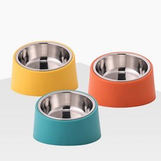 니즈플리 논슬립 목편한 중형견강아지식기 아기강아지준비물 반려견스테인리스식기 애완견밥그릇 스텐고양이밥그릇, 스텐볼미포함형 그린색