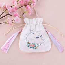 刺繡手工DIY材料包 平安符 網紅蘇繡古風荷包 初學者挎包閨蜜禮物, 青鸞漢風挎包【材料包+輔助繡繃】, 1個