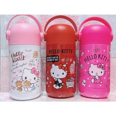 Hello Kitty 304不鏽鋼燜燒罐 真空保溫保冷罐 手提悶燒罐 500ml, 桃, 1個