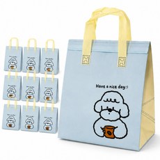 mineeo 일회용 보온냉백 피크닉 라이트블루 강아지 대형, 10개, 하늘색
