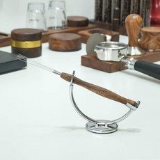 嘉義出貨 長柄手沖咖啡布粉針 意式摩卡壺咖啡實木器具 輕鬆打散結塊 消除通道, 長柄布粉針+底座, 1個