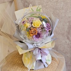 精緻永生花球｜多色永生花搭配透明球體設計，居家裝飾送禮首選, 1個, 紫