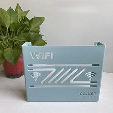 까마느 공유기 셋톱박스 와이파이 벽걸이 보관함, 하늘색 (대형), 1개