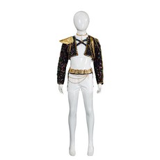 獵魔女團cos服 魯米黑色打歌服 舞台演出服cos服, A1087魯米黑色兒童全套,130, 1個