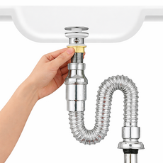 파파스 일체형 배수구 트랩 자동팝업 세면대 배수관 폽업, 1개