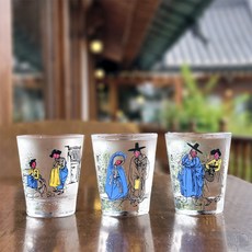 신윤복 현화 변색 유리잔 3P 세트 얼굴빨개지는 소주잔 취객선비, 한자 3P 세트, 1세트, 신윤복현화변색유리잔 3P(한자)