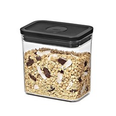 OXO 옥소 Good Grips POP 컨테이너 — 스몰 스퀘어 쇼트 1.7Qt 1.6L 매트 블랙 정리 보관 솔루션 283452, OXO 옥소 Good Grips POP 컨테이너 — 스