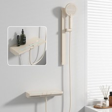 菲勒衛浴 全銅花灑顯示器 LED溫度顯示器 嬰兒洗澡水溫計 免電池水流發電, 奶白色簡易數位淋浴花灑套裝