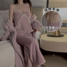 冬款加絨浴袍網紅甜美可愛女睡衣保暖韓版家居服大碼長款睡袍套裝