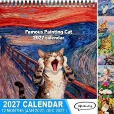 2027 尖叫貓主題掛曆 色彩鮮豔設計 適合個人規劃記事, 1個, 掛曆  色彩鮮豔設計,適合個人規劃與趣味