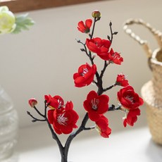 [플라워트리] 매화 조화 설중 가지 36cm 4컬러 인테리어 봄 꽃 장식 소품 촬영 꾸미기, 색상:화이트