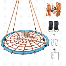 원형그네 정원 해먹 스윙 원형 펜션 마당 야외 캠핑장 둥지, 100cm 그린오렌지, 100cm 크기 주의 C