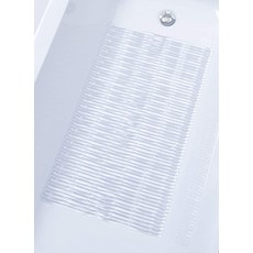 Tike Smart 대나무 미끄럼 방지 욕조 매트 - 무독성 안전 세척 세탁기 사용 가능 우수한 그립 및 배수 욕실 비닐 매끄럽고 질감이 없는 욕조용 투명, 투명 투명