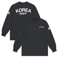 (ABCYZ) 코튼 ROKN 해군 라운드 긴팔 티셔츠 S-7XL