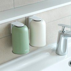 올지 SUS 304 자석 거꾸로 양치컵 세트 무타공, 화이트+거치대 2종세트