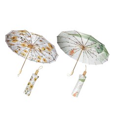 日本Hirone 彩膠晴雨傘兩入組(剪耳貓+黃雛菊)
