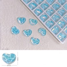 [디비투] 얼음 오로라 물결 하트 스톤 얼음네일파츠 (2개입), 블루, 2개