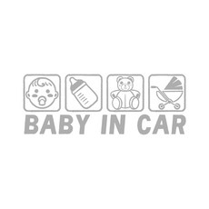 BABY IN CAR 汽車貼紙 反光貼紙 透明底貼紙，可愛寶寶圖案，反光安全警示，透明底不影響車身, 21, 1個