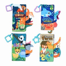 유아 촉감책 헝겊책 동물 꼬리책 4종 세트 신생아촉감책