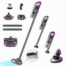 RichMagic 핸디형 3 in 1 스틱 청소기 BLDC 무선 원룸 청소기 미니 소형 핸디형 핸드 진공 청소기, 그레이퍼플