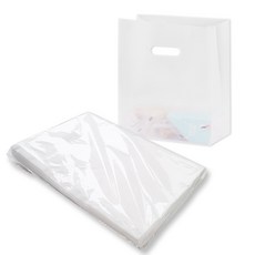 로모주 다용도 손잡이 비닐 쇼핑백 HDPE 반투명 선물 배달포장, 100개, 반투명 (중) 100개, 반투명 (중)