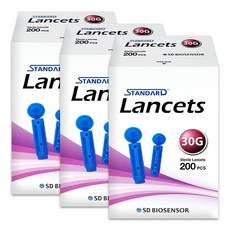 가는바늘 란셋 채혈침 30G 200개입 3개 수동 일회용