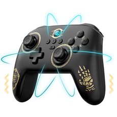 호환닌텐도 스위치 컨트롤러 PC Steam 조이스틱 게임 패드 젤다 한정판 게임 패드, 블랙 골드, 1개