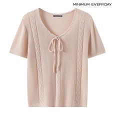 [백화점 홈쇼핑 정품] 미니멈 [미니멈 에브리데이]베이직 케이블 리본넥 러블리 반팔 니트 (EC2KT039D)