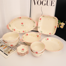 Starry Sea모던하우스 꽃무늬2인 식기세트 [부모님 선물/집들이 선물추천], 1개, 12p식기세트, 크림