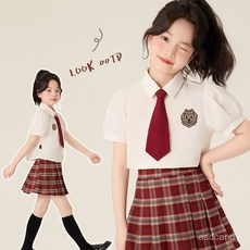 女童夏季學院風套裙：臺灣出貨，jk制服裙套裝，小童公主裙，洋氣兒童服裝