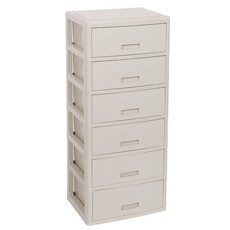 4536 라탄 서랍장 플라스틱서랍장 수납장, 6단, 라이트 그레이