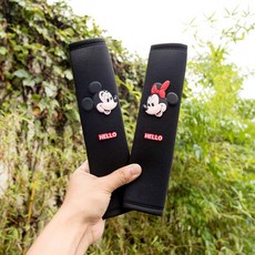 미키미니 차량용 안전벨트커버 미키미니 커플 2P, 뷰티 미키미니 커버, 블랙, 1세트