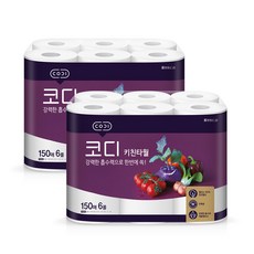 코디 아름드리 천연펄프 키친타올 150매, 12롤, 1개